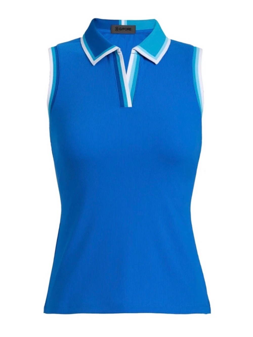 G/FORE Blue Sleeveless Polo with Turquoise Trim